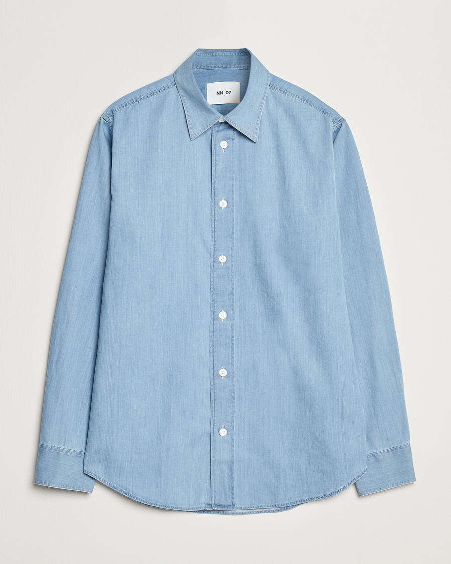Men | Shirts | NN07 | Colby Denim Shirt Bleached Indigo