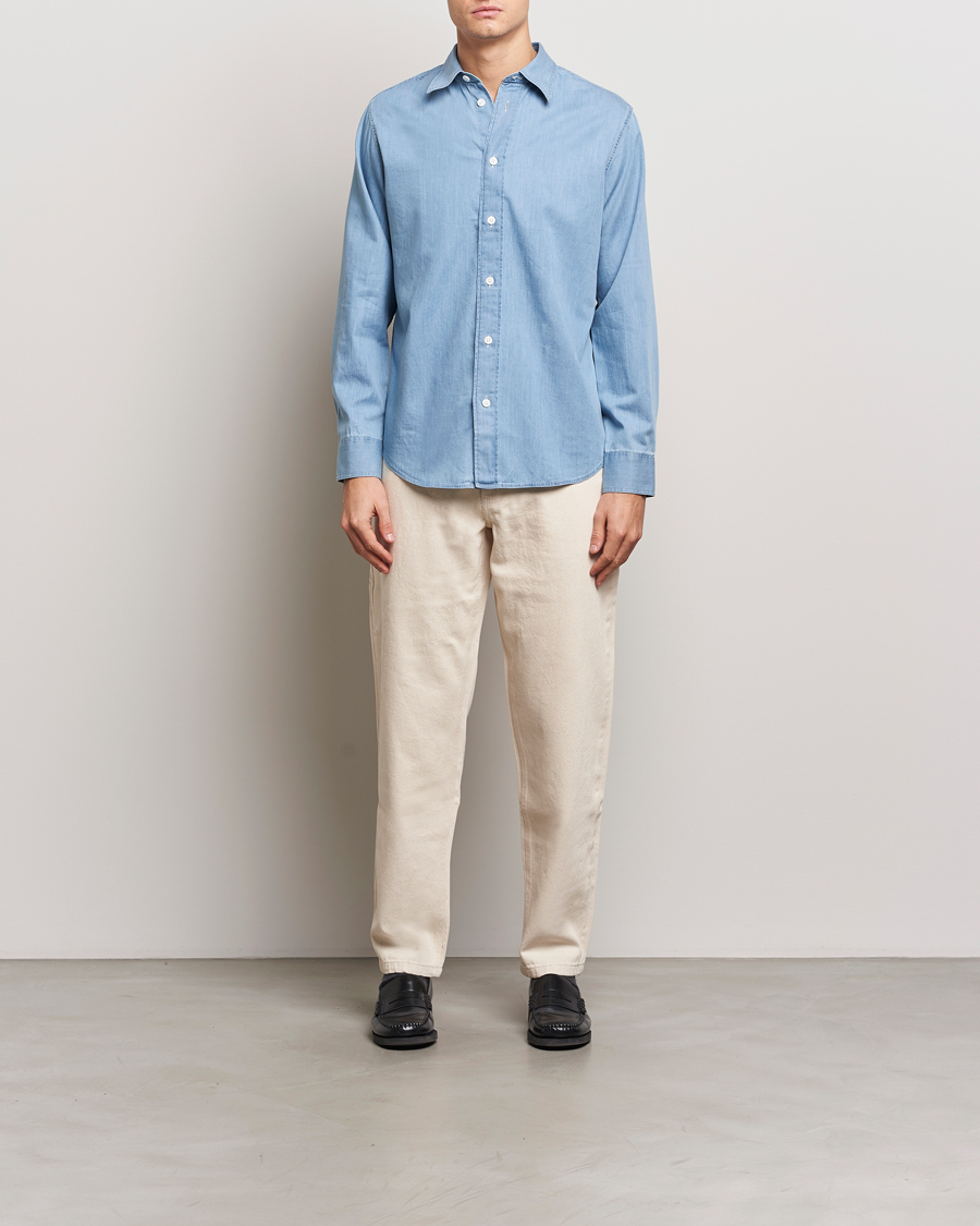 Men | Shirts | NN07 | Colby Denim Shirt Bleached Indigo