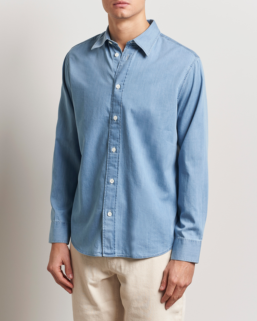 Men | Shirts | NN07 | Colby Denim Shirt Bleached Indigo