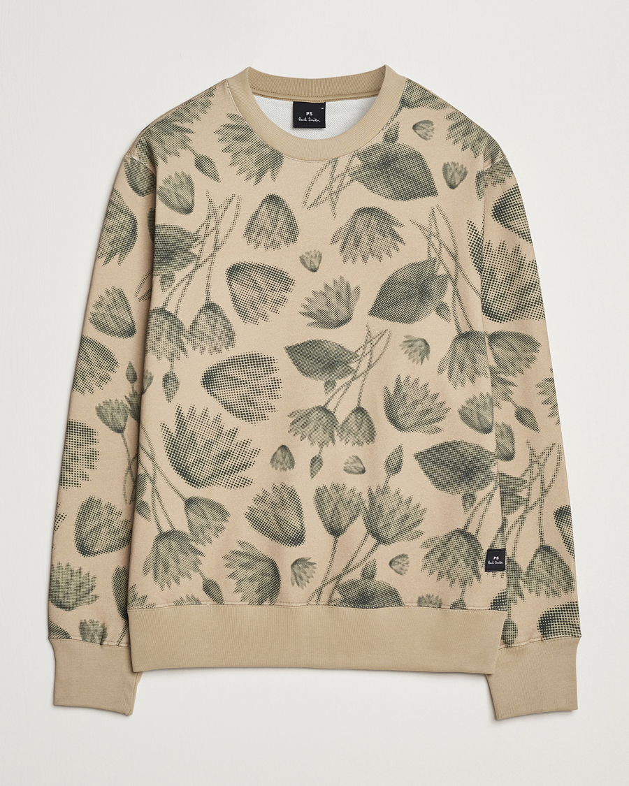 Men | Sweaters & Knitwear | PS Paul Smith | Flower Printed Crew Neck Sweatshirt Light Brown