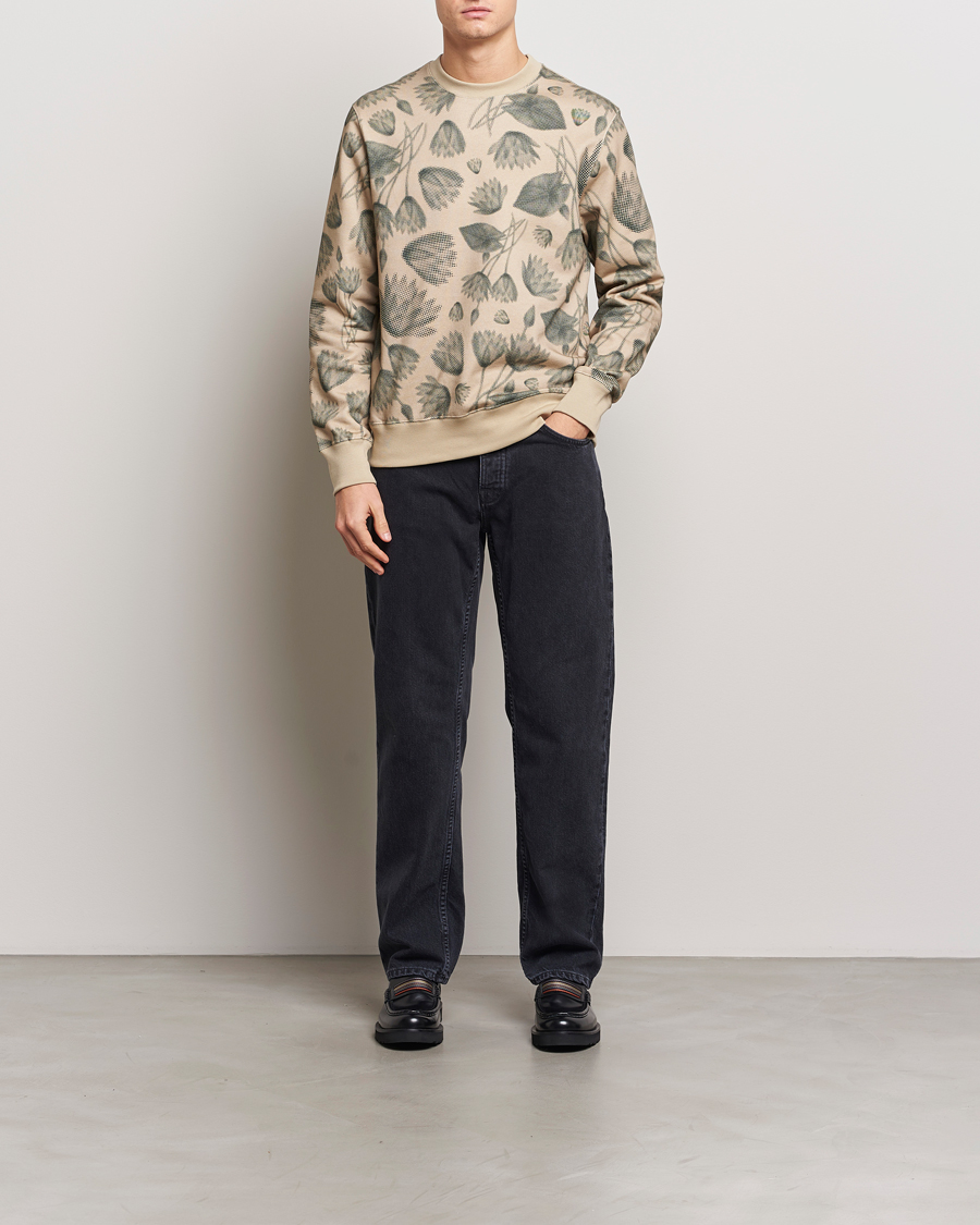 Men | Sweaters & Knitwear | PS Paul Smith | Flower Printed Crew Neck Sweatshirt Light Brown
