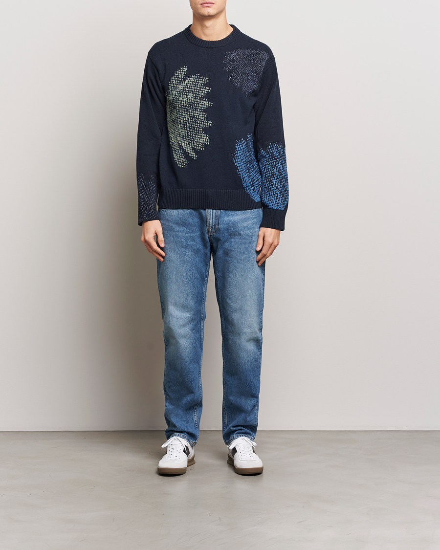 Men | Sweaters & Knitwear | PS Paul Smith | Flower Printed Knitted Crew Neck Navy