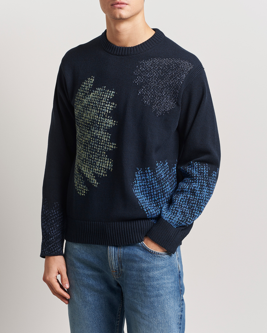 Men | Sweaters & Knitwear | PS Paul Smith | Flower Printed Knitted Crew Neck Navy