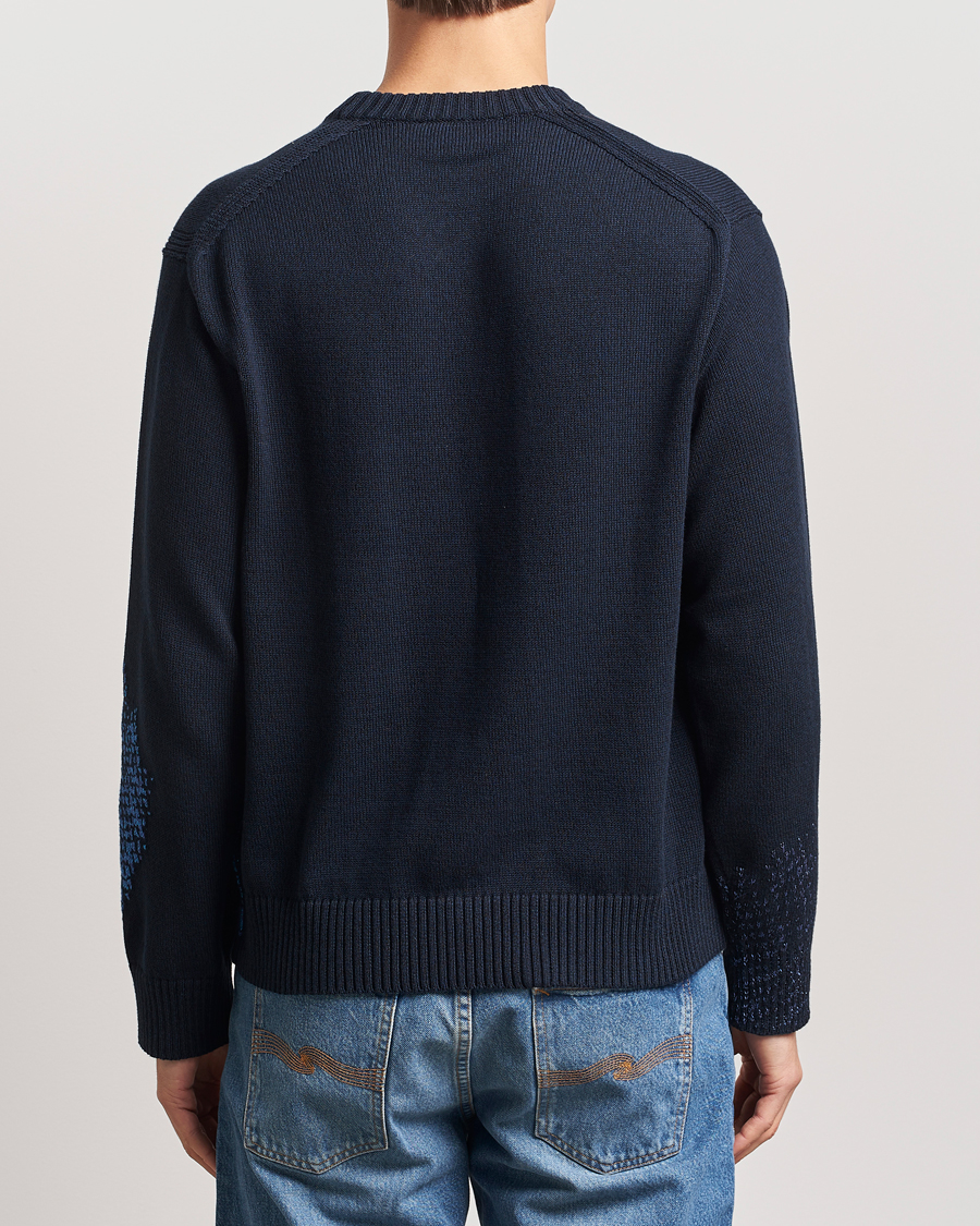 Men | Sweaters & Knitwear | PS Paul Smith | Flower Printed Knitted Crew Neck Navy