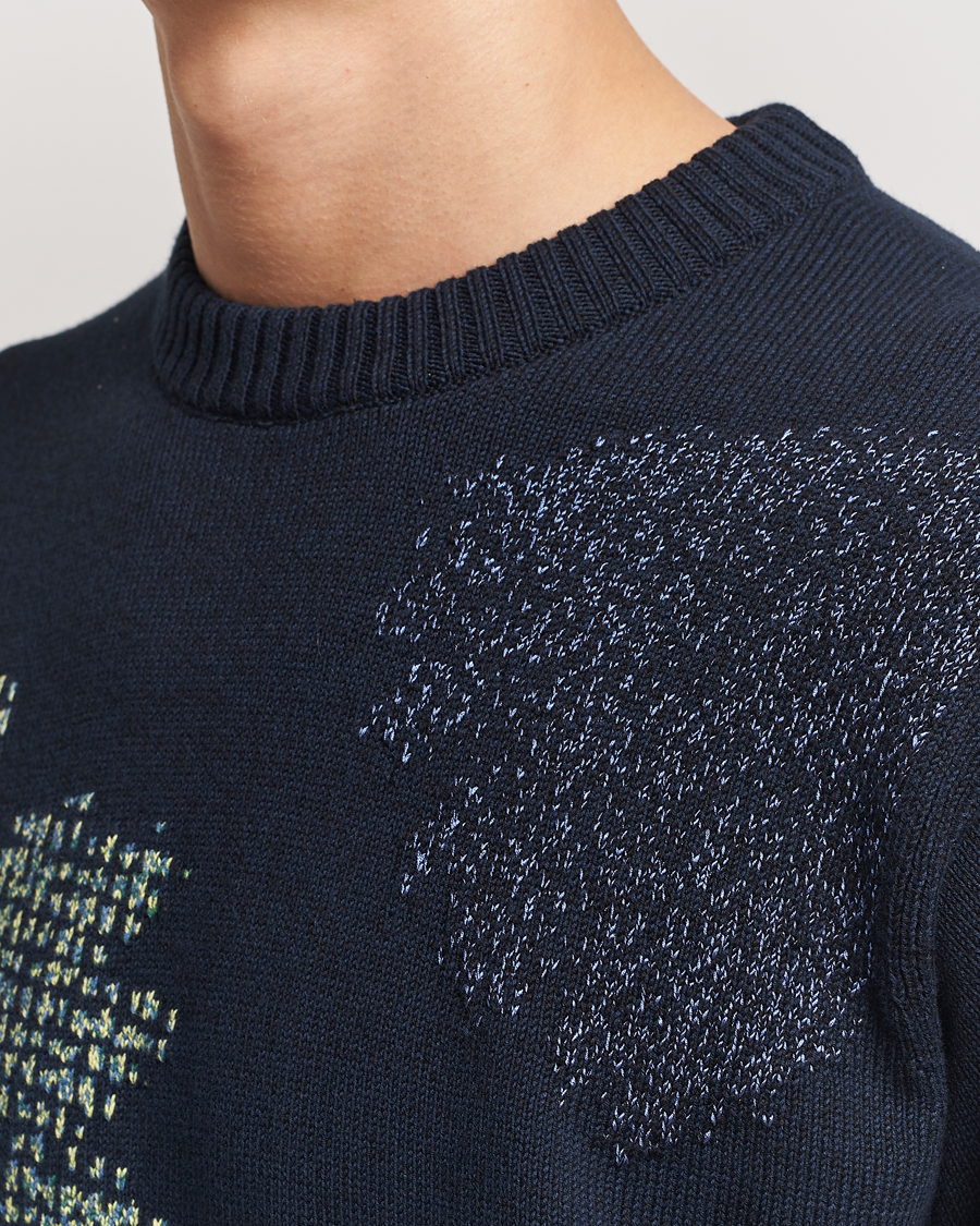 Men | Sweaters & Knitwear | PS Paul Smith | Flower Printed Knitted Crew Neck Navy