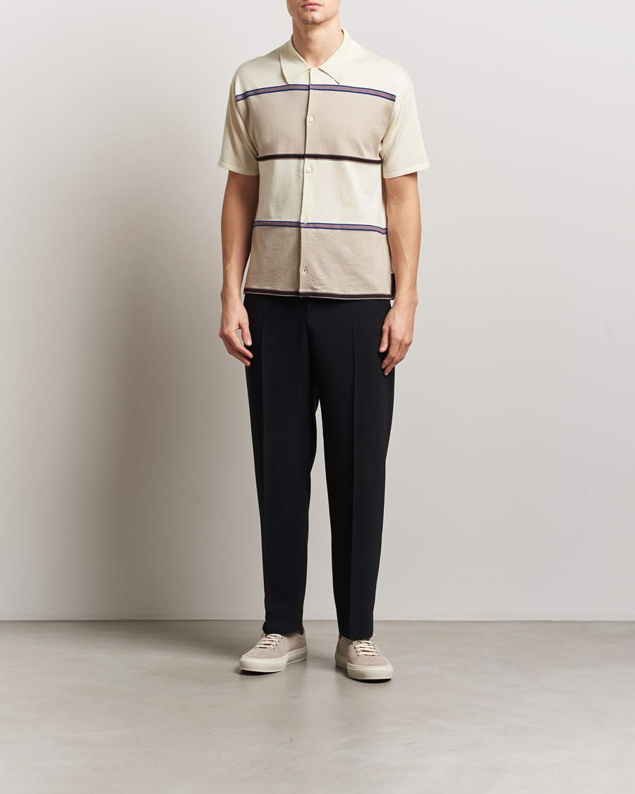 Men | Shirts | Paul Smith | Cotton Striped Knitted Short Sleeve Shirt White