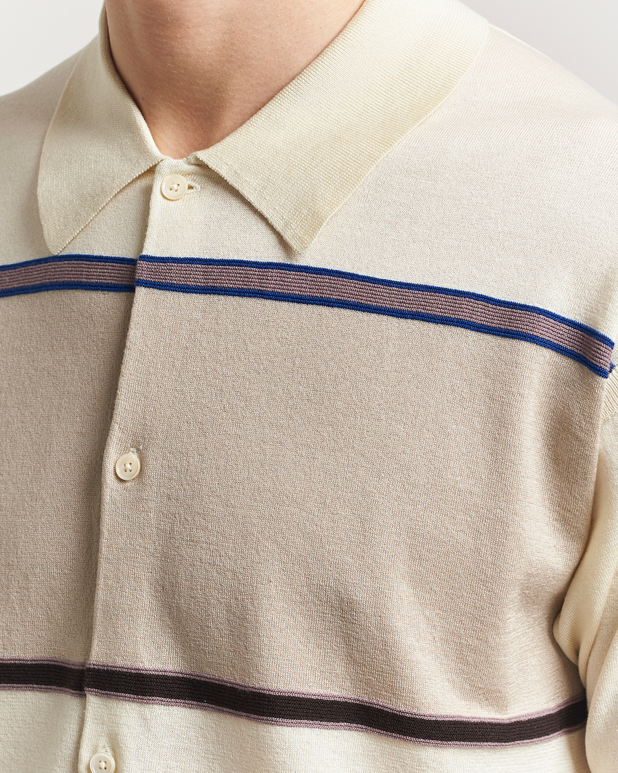 Men | Shirts | Paul Smith | Cotton Striped Knitted Short Sleeve Shirt White