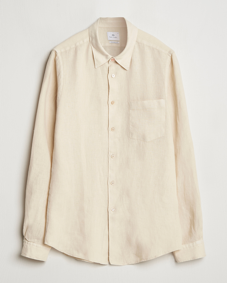 Men | Shirts | PS Paul Smith | Tailored Fit Linen Shirt Beige