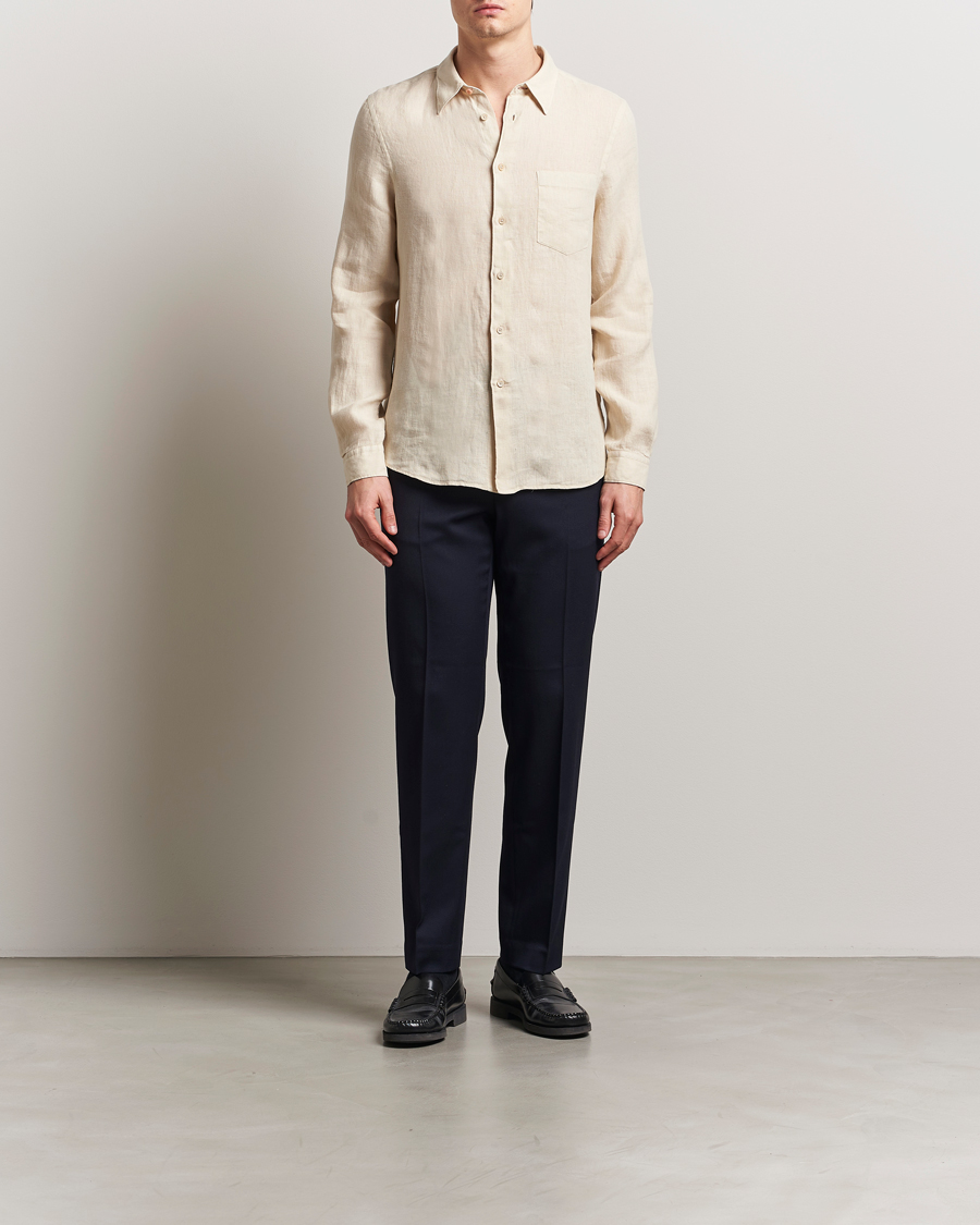 Men | Shirts | PS Paul Smith | Tailored Fit Linen Shirt Beige