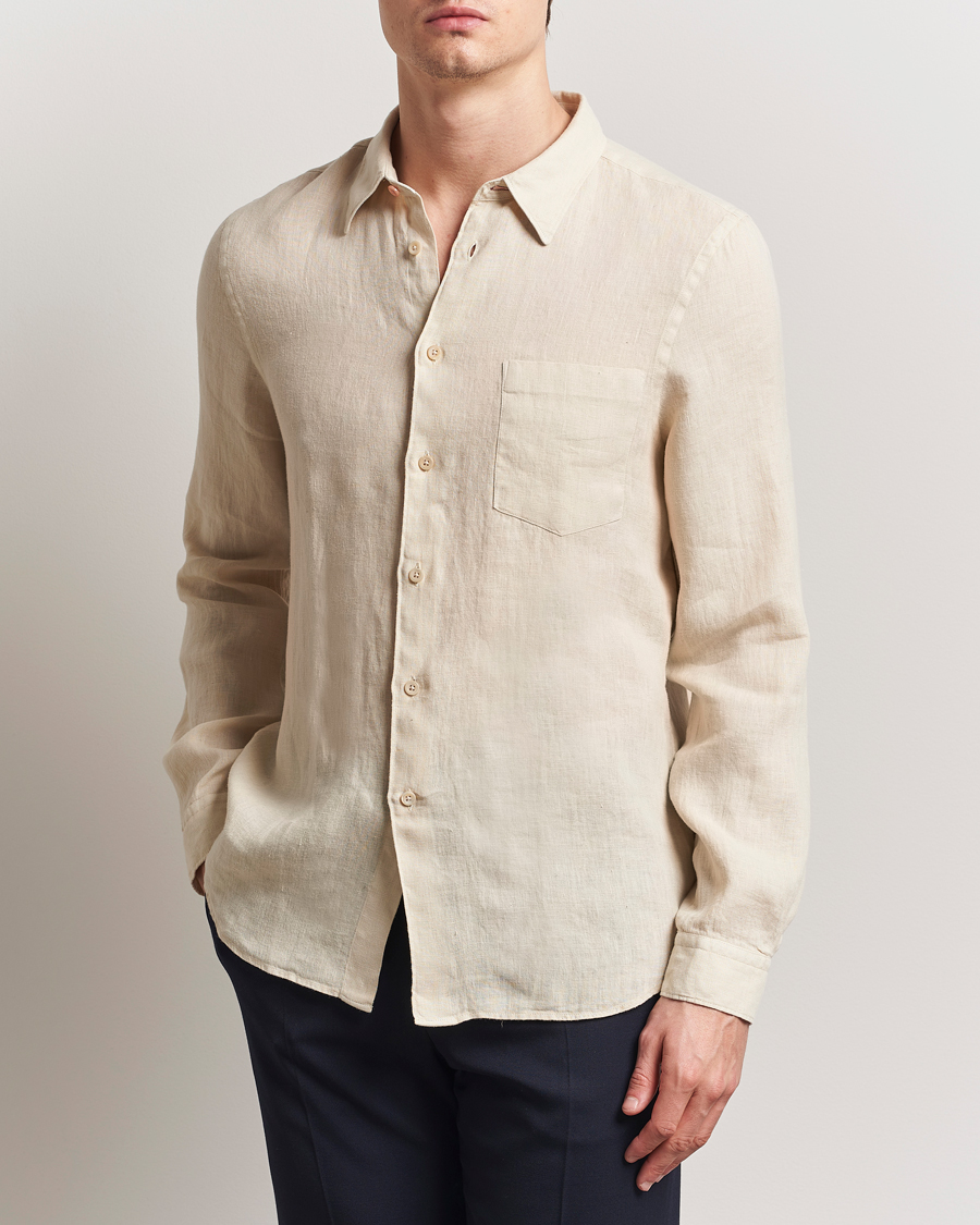 Men | Shirts | PS Paul Smith | Tailored Fit Linen Shirt Beige