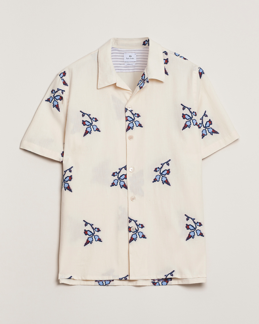 Men | Shirts | PS Paul Smith | Flower Short Sleeve Shirt Off White