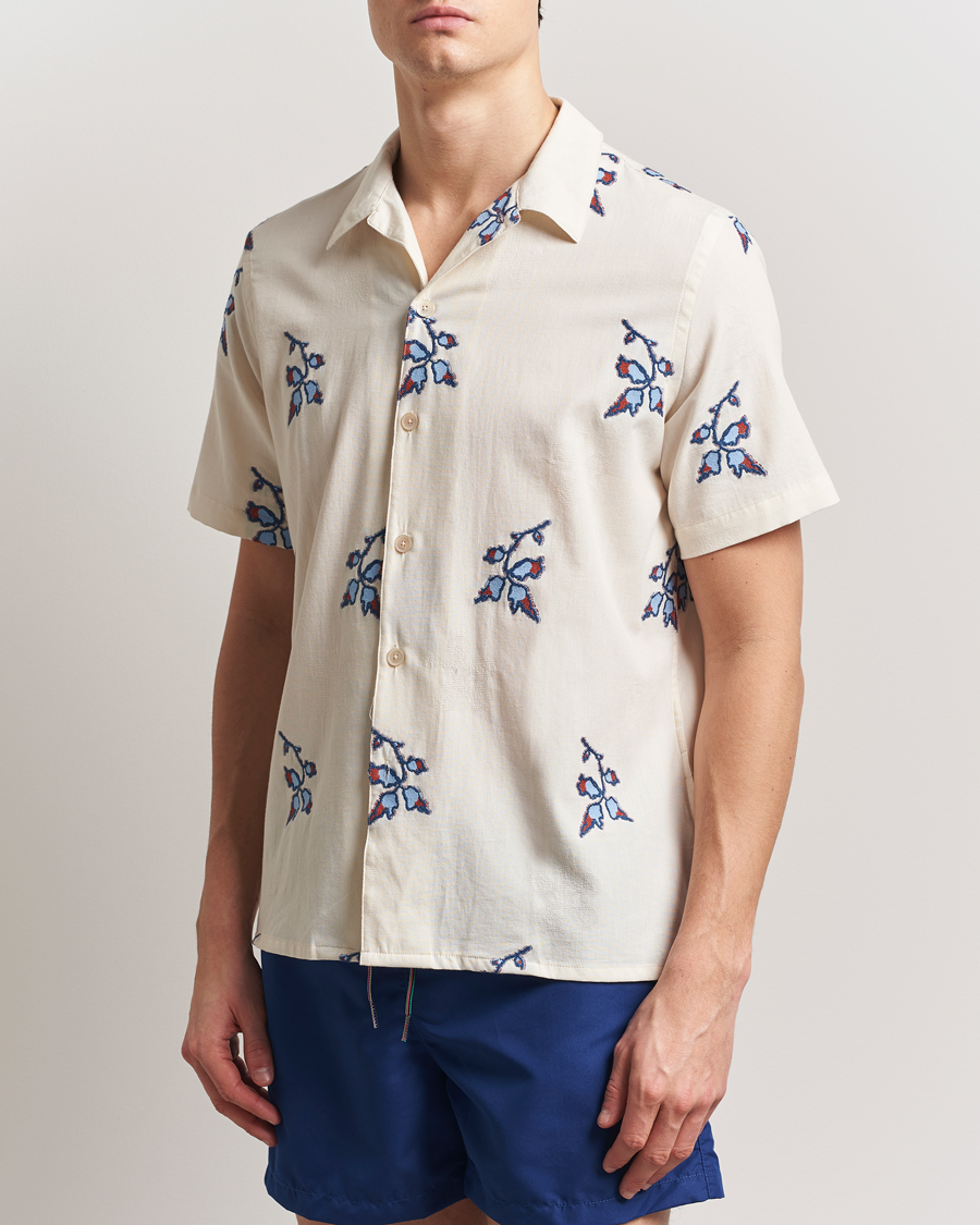 Men | Shirts | PS Paul Smith | Flower Short Sleeve Shirt Off White