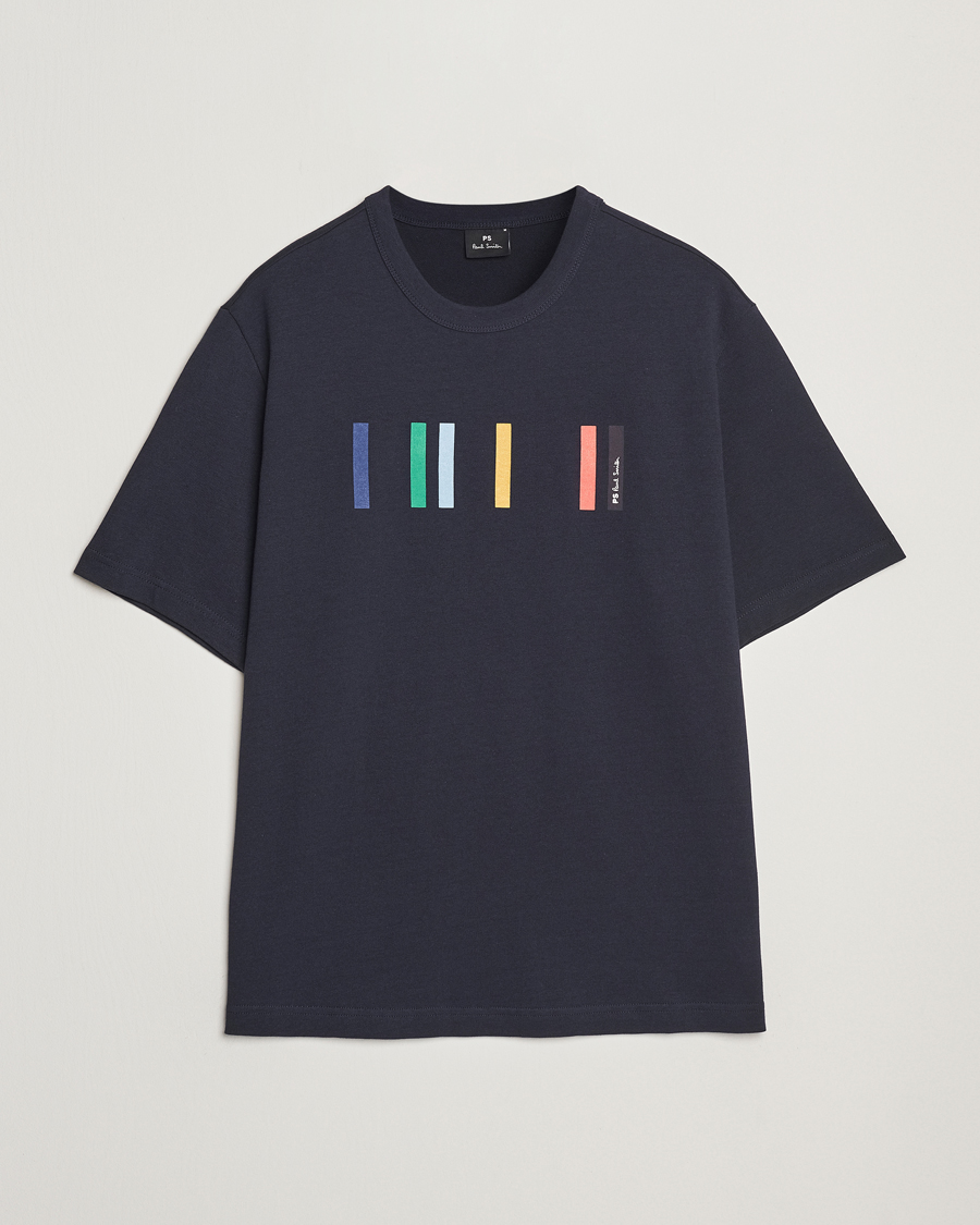 Men | T-Shirts | PS Paul Smith | Stripe Printed T-Shirt Navy