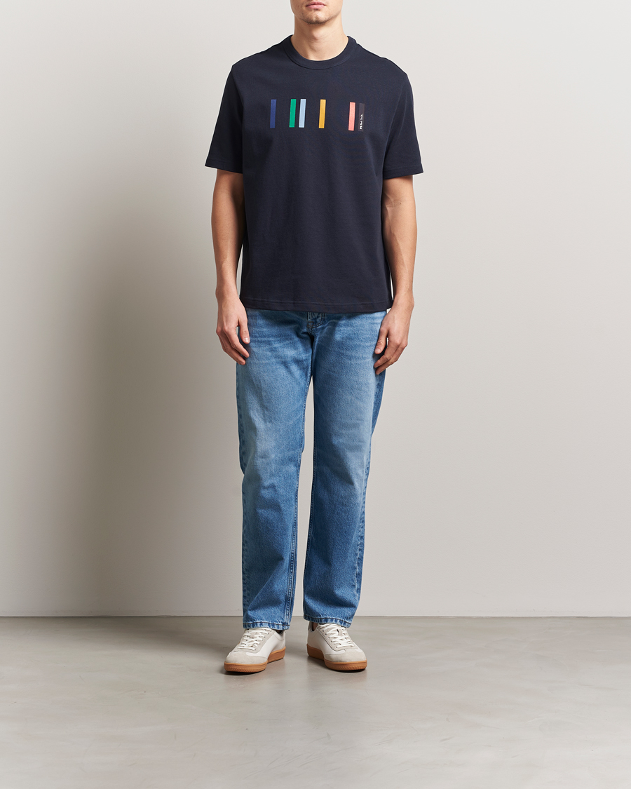 Men | T-Shirts | PS Paul Smith | Stripe Printed T-Shirt Navy