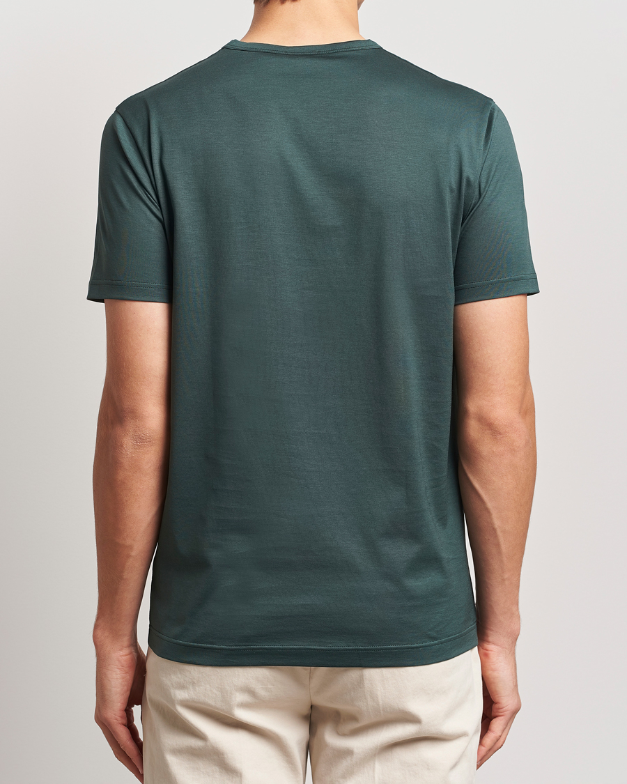 Men | T-Shirts | Sunspel | Crew Neck Q82 Cotton T-Shirt Holly Green