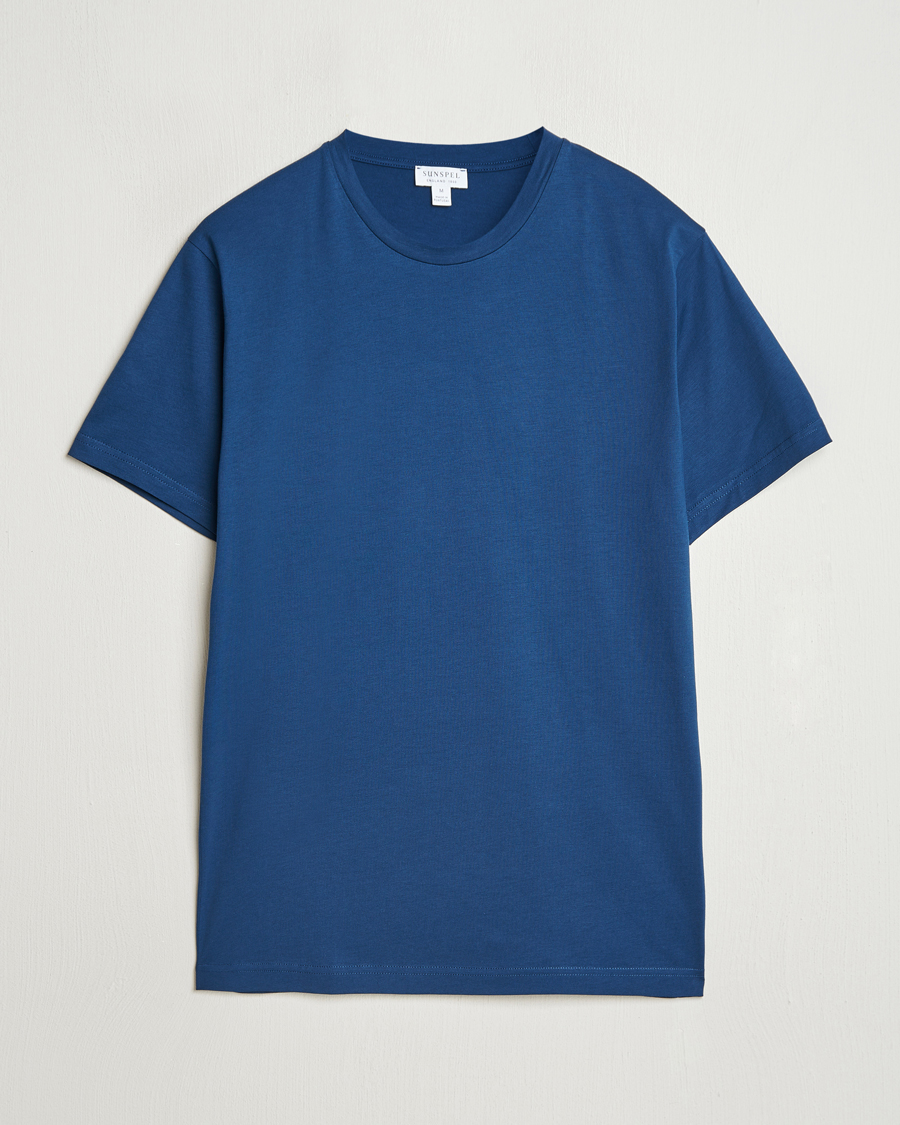 Men | T-Shirts | Sunspel | Riviera Midweight T-Shirt Navy Blue