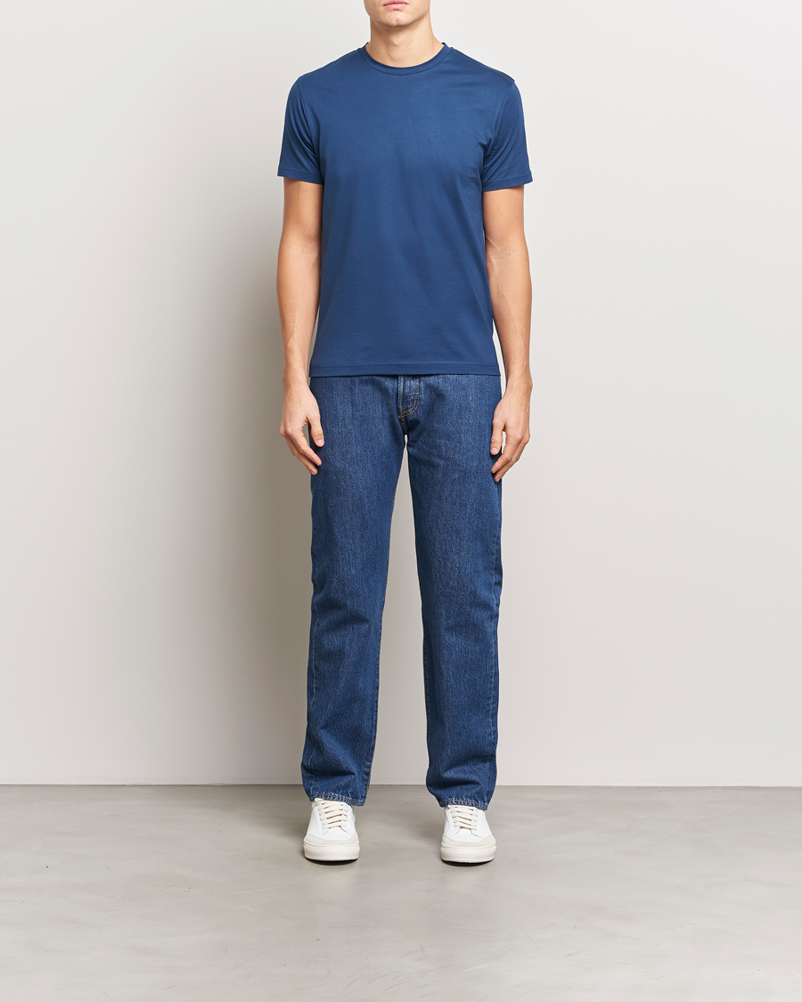 Men | T-Shirts | Sunspel | Riviera Midweight T-Shirt Navy Blue