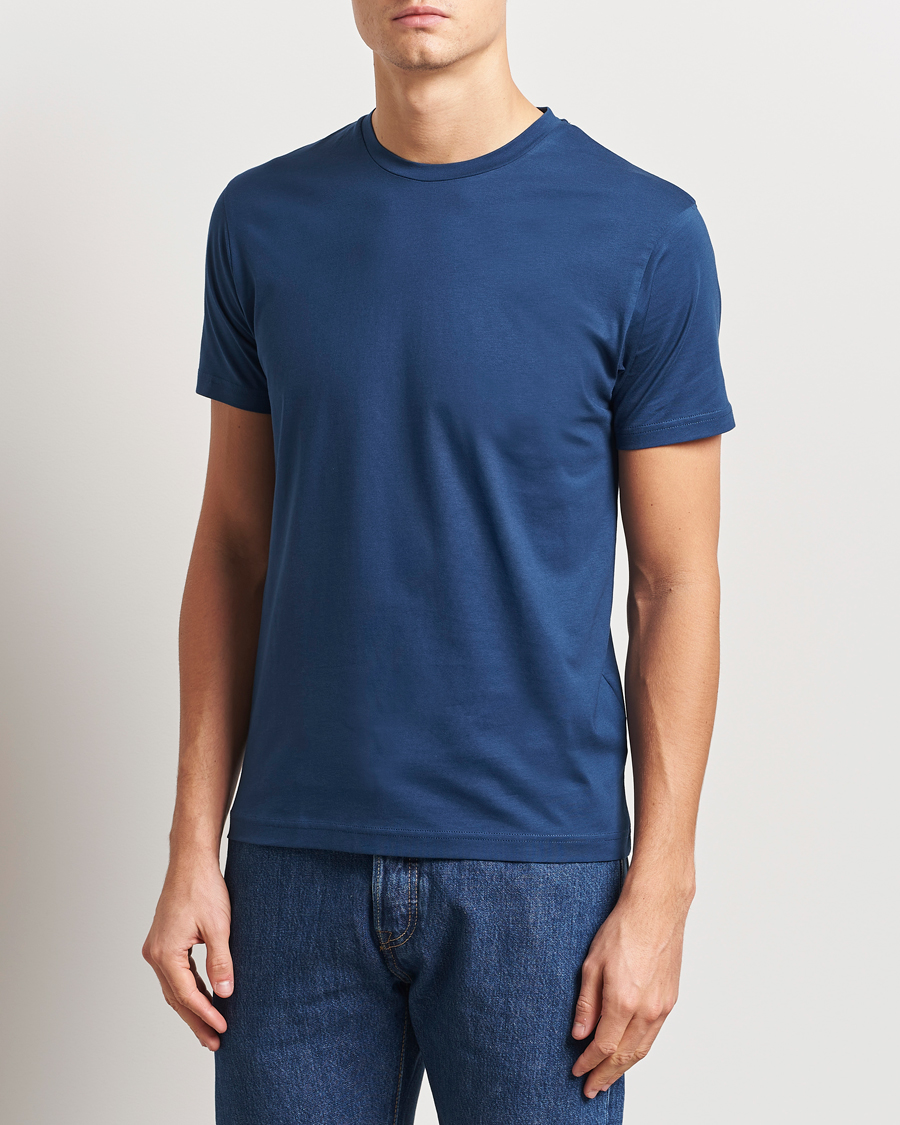 Men | T-Shirts | Sunspel | Riviera Midweight T-Shirt Navy Blue