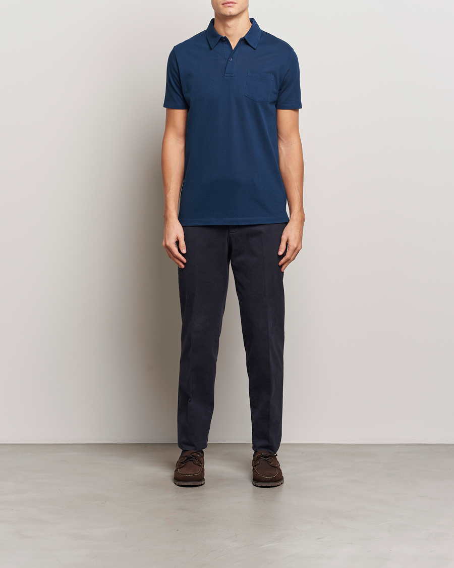 Men | Polo Shirts | Sunspel | Riviera Polo Shirt Naval Blue