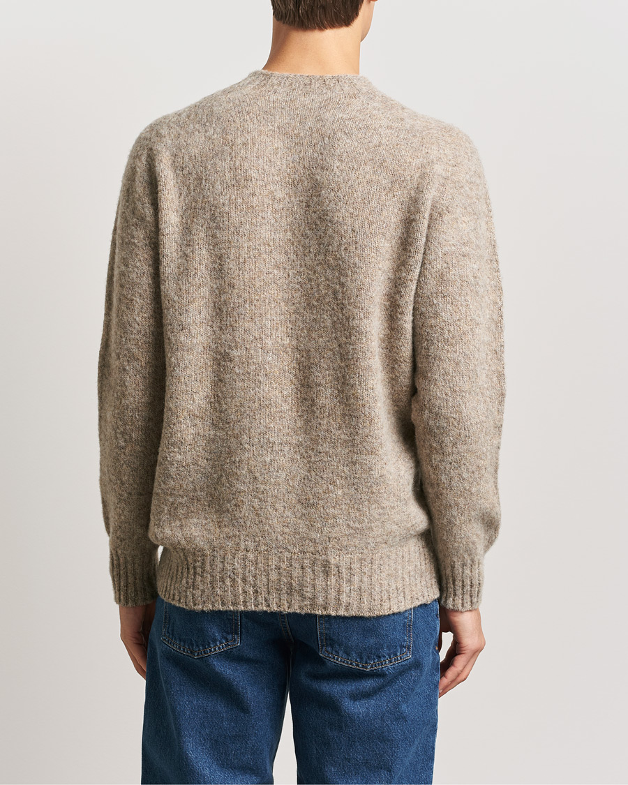Men | Sweaters & Knitwear | Sunspel | Brushed Shetland Crewneck Oatmeal Melange