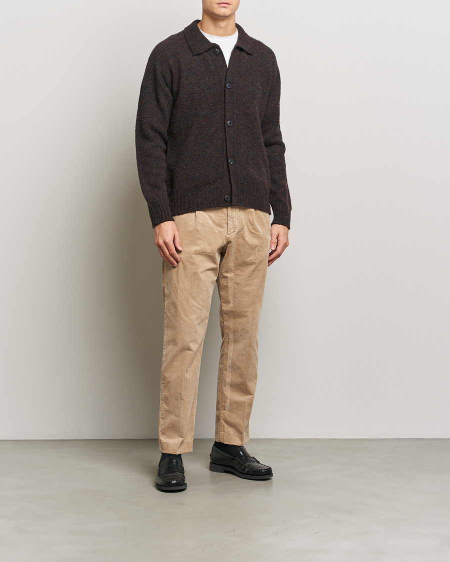Men | Sweaters & Knitwear | Sunspel | Brushed Shetland Knitted Shirt Midnight Melange