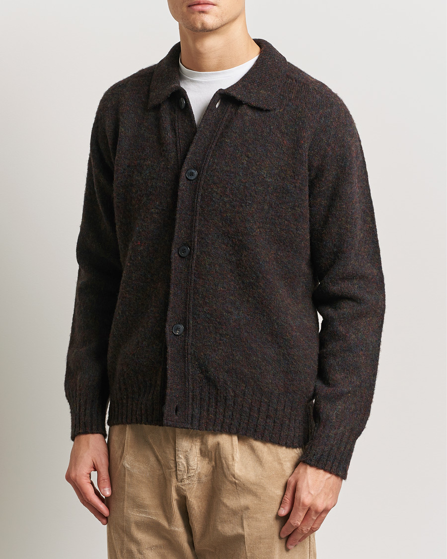 Men | Sweaters & Knitwear | Sunspel | Brushed Shetland Knitted Shirt Midnight Melange