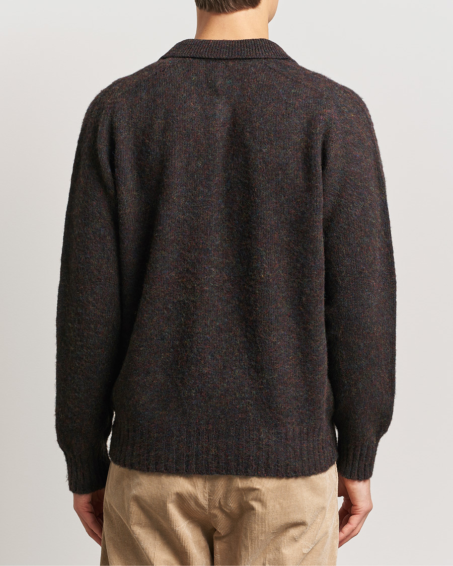 Men | Sweaters & Knitwear | Sunspel | Brushed Shetland Knitted Shirt Midnight Melange