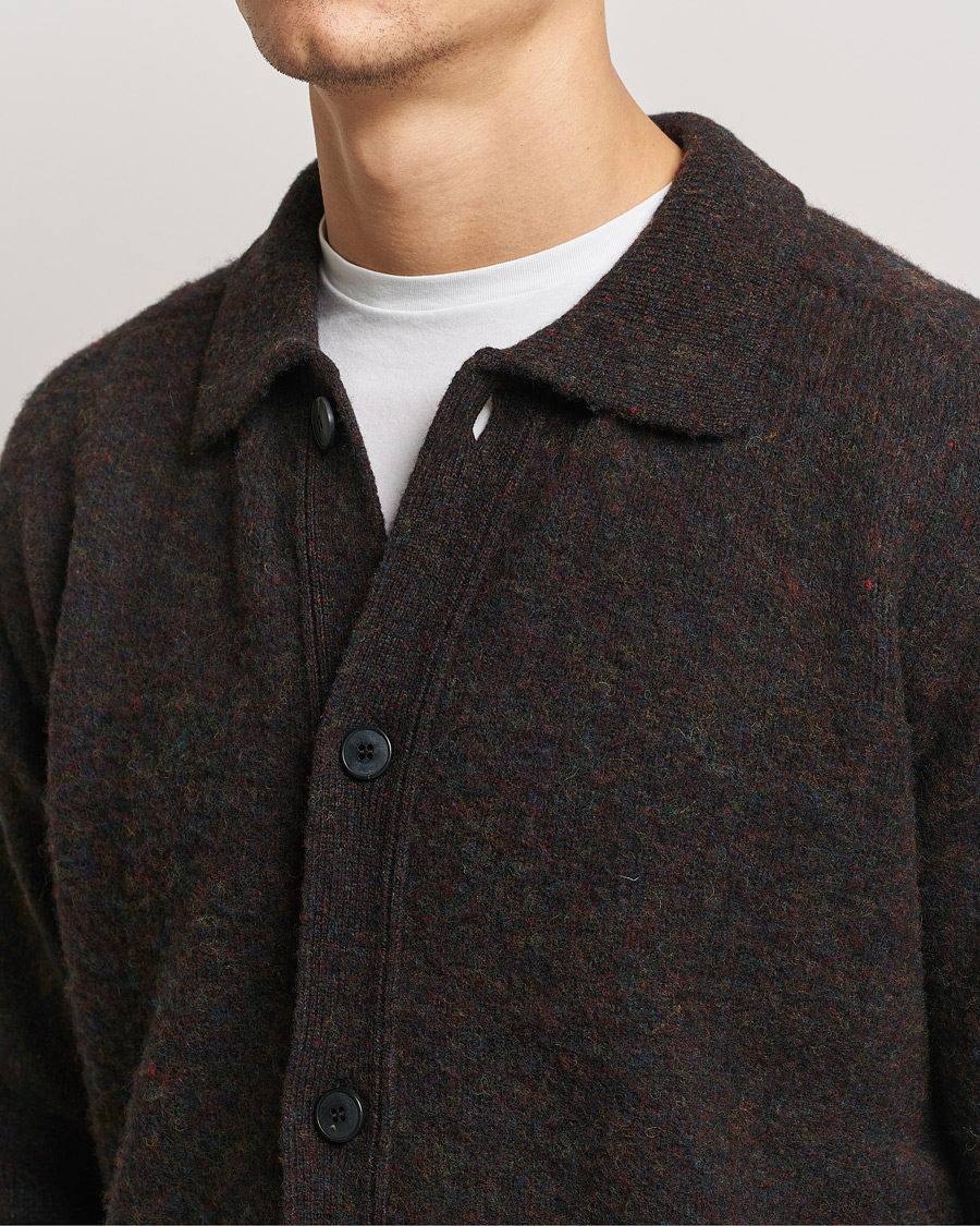 Men | Sweaters & Knitwear | Sunspel | Brushed Shetland Knitted Shirt Midnight Melange