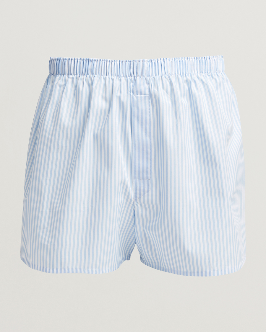 Men | Underwear & Socks | Sunspel | Classic Woven Cotton Boxer Shorts Light Blue