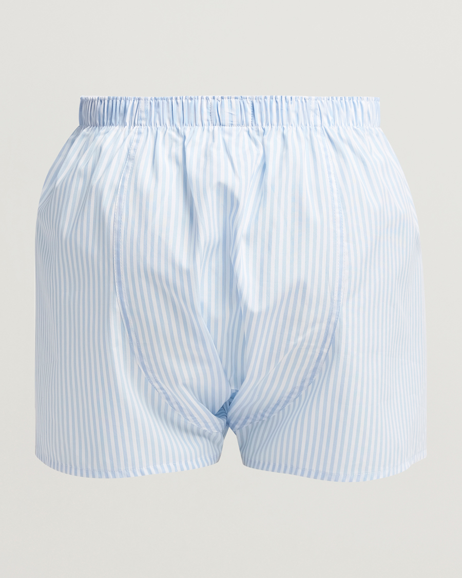 Men | Underwear & Socks | Sunspel | Classic Woven Cotton Boxer Shorts Light Blue