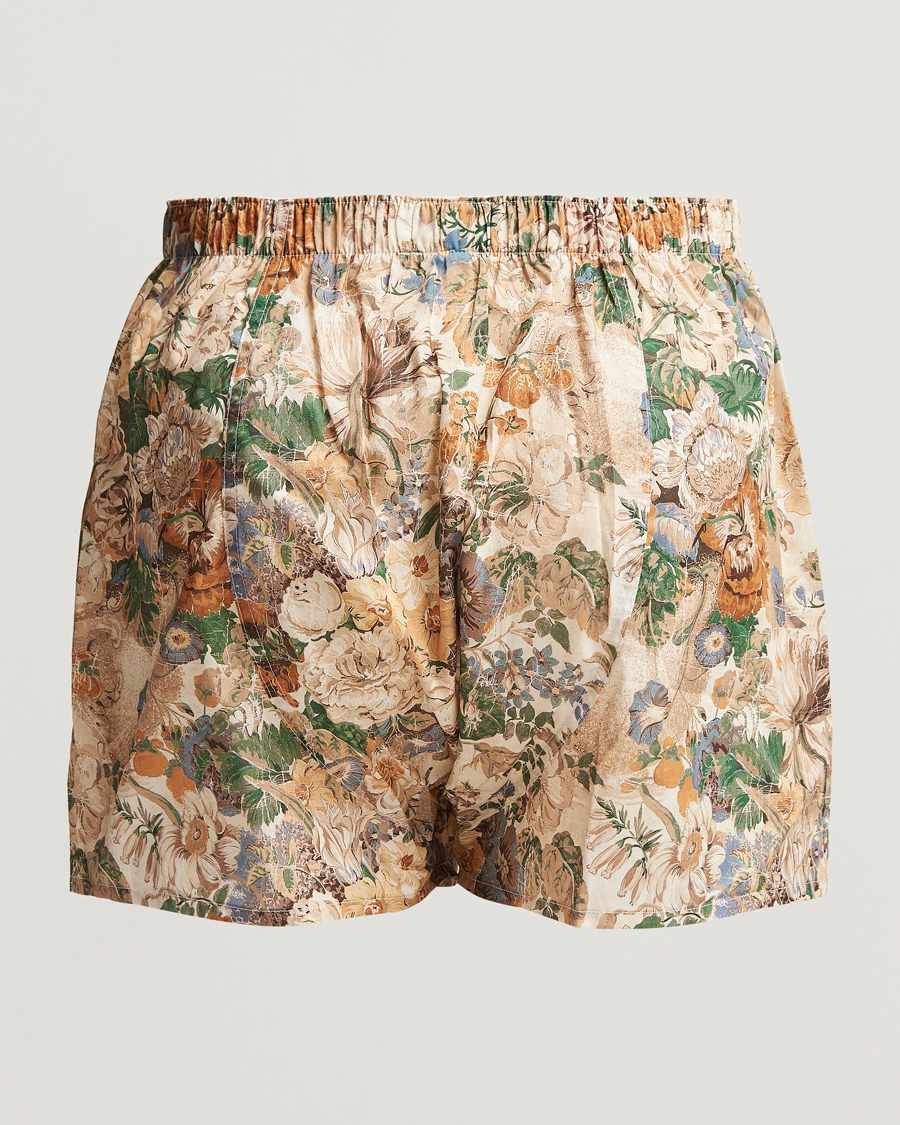 Men | Underwear & Socks | Sunspel | Printed Woven Cotton Boxer Shorts Parchment Floral