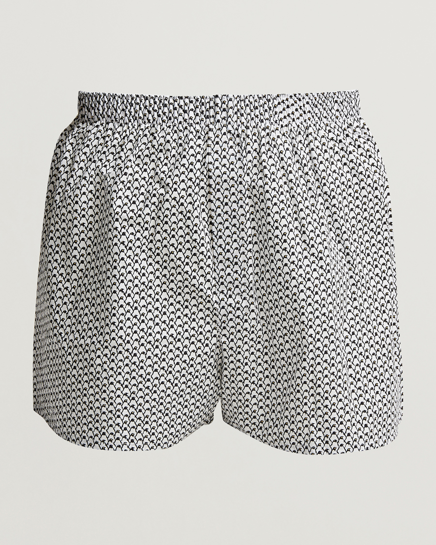 Men | Underwear & Socks | Sunspel | Printed Woven Cotton Boxer Shorts Penguin