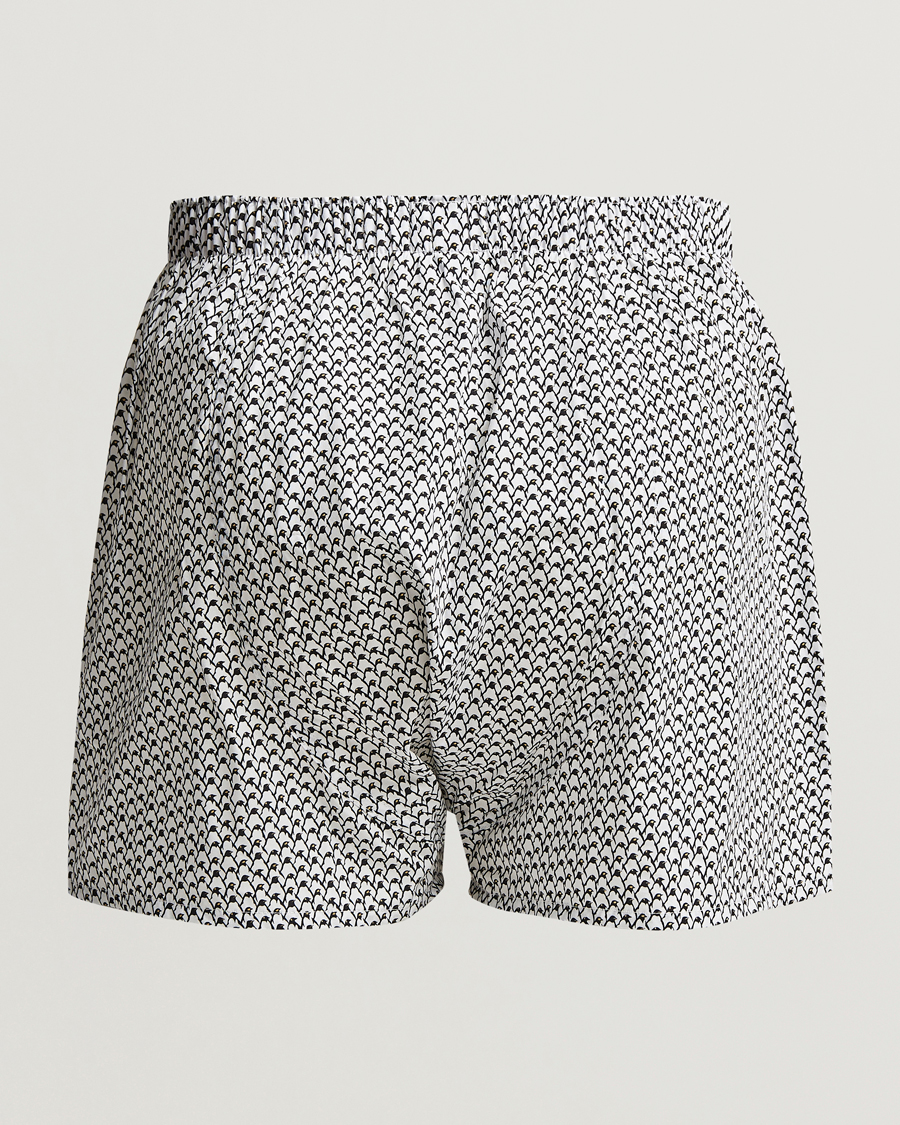 Men | Underwear & Socks | Sunspel | Printed Woven Cotton Boxer Shorts Penguin
