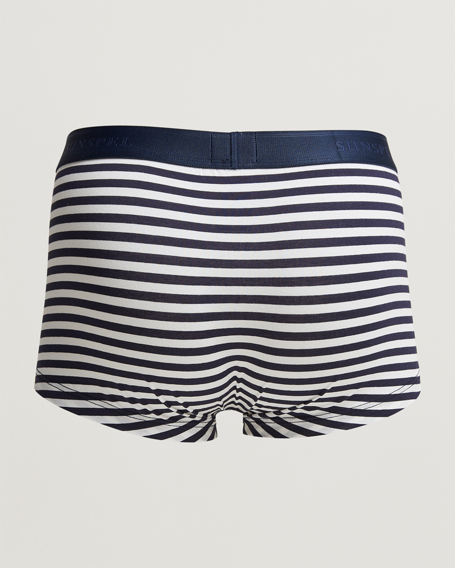 Men | Underwear & Socks | Sunspel | 2-Pack Cotton Stretch Trunk Navy/English Stripe