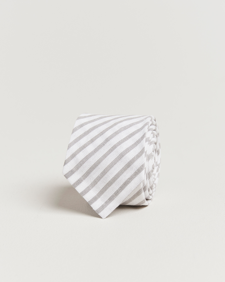 Men | Ties | Thom Browne | Uniform Stripe Cotton Tie Grey/White