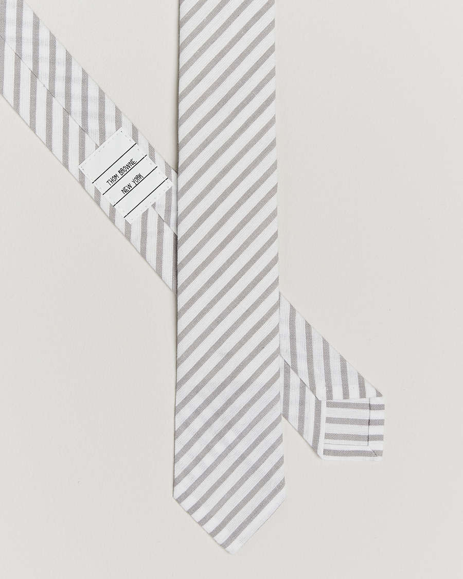 Men | Ties | Thom Browne | Uniform Stripe Cotton Tie Grey/White