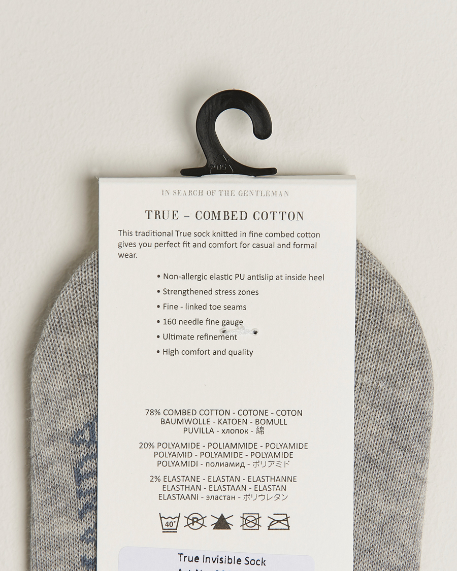 Men | Underwear & Socks | Amanda Christensen | 3-Pack True Cotton Invisible Socks Light Grey Melange