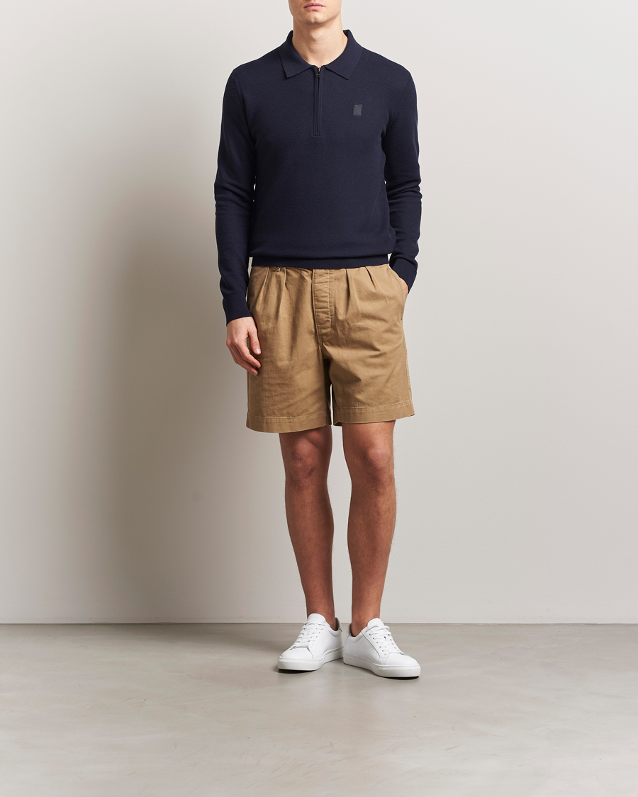Men | Sweaters & Knitwear | Belstaff | Drift Knitted Zip Polo Navy