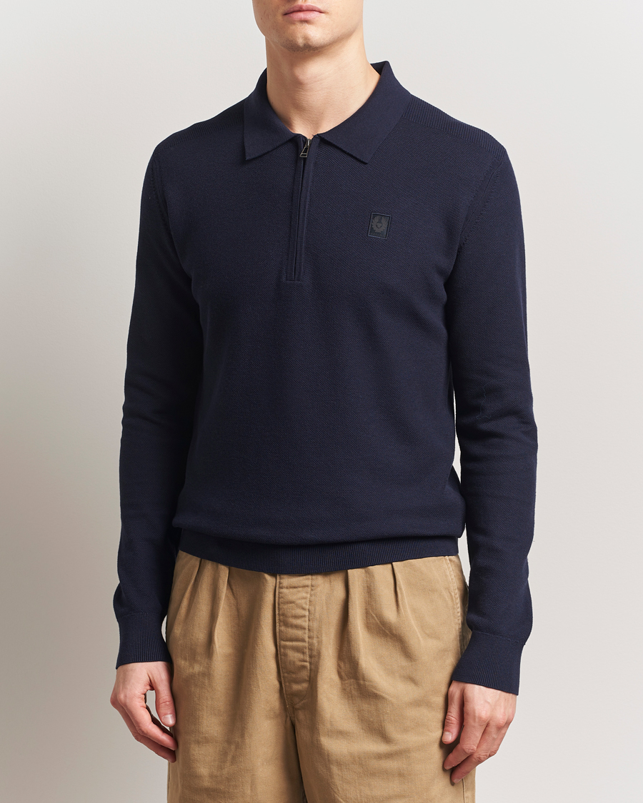 Men | Sweaters & Knitwear | Belstaff | Drift Knitted Zip Polo Navy