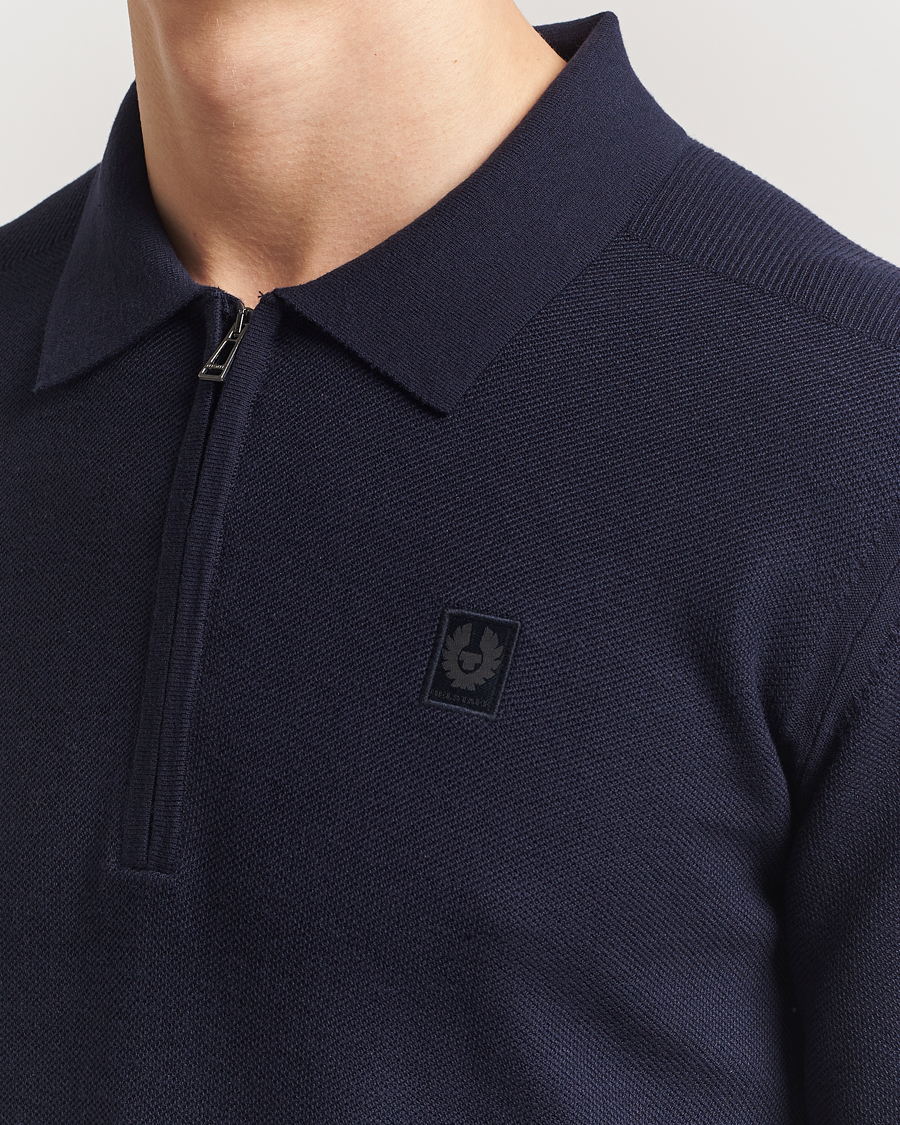 Men | Sweaters & Knitwear | Belstaff | Drift Knitted Zip Polo Navy