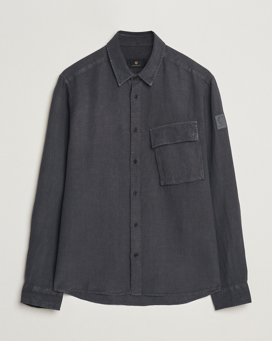 Men | Shirts | Belstaff | Scale Linen Shirt Washed Black