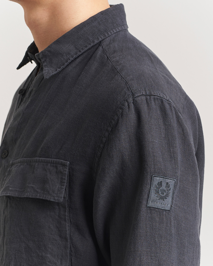 Men | Shirts | Belstaff | Scale Linen Shirt Washed Black