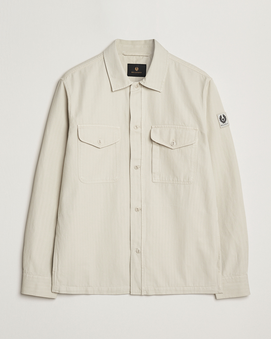 Men | Shirts | Belstaff | CS60 Cotton Herringbone Overshirt Stone Beige