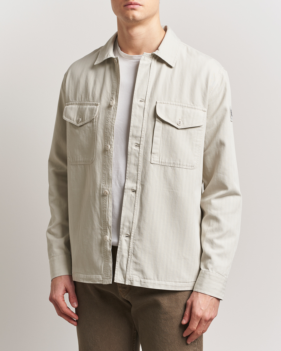 Men | Shirts | Belstaff | CS60 Cotton Herringbone Overshirt Stone Beige