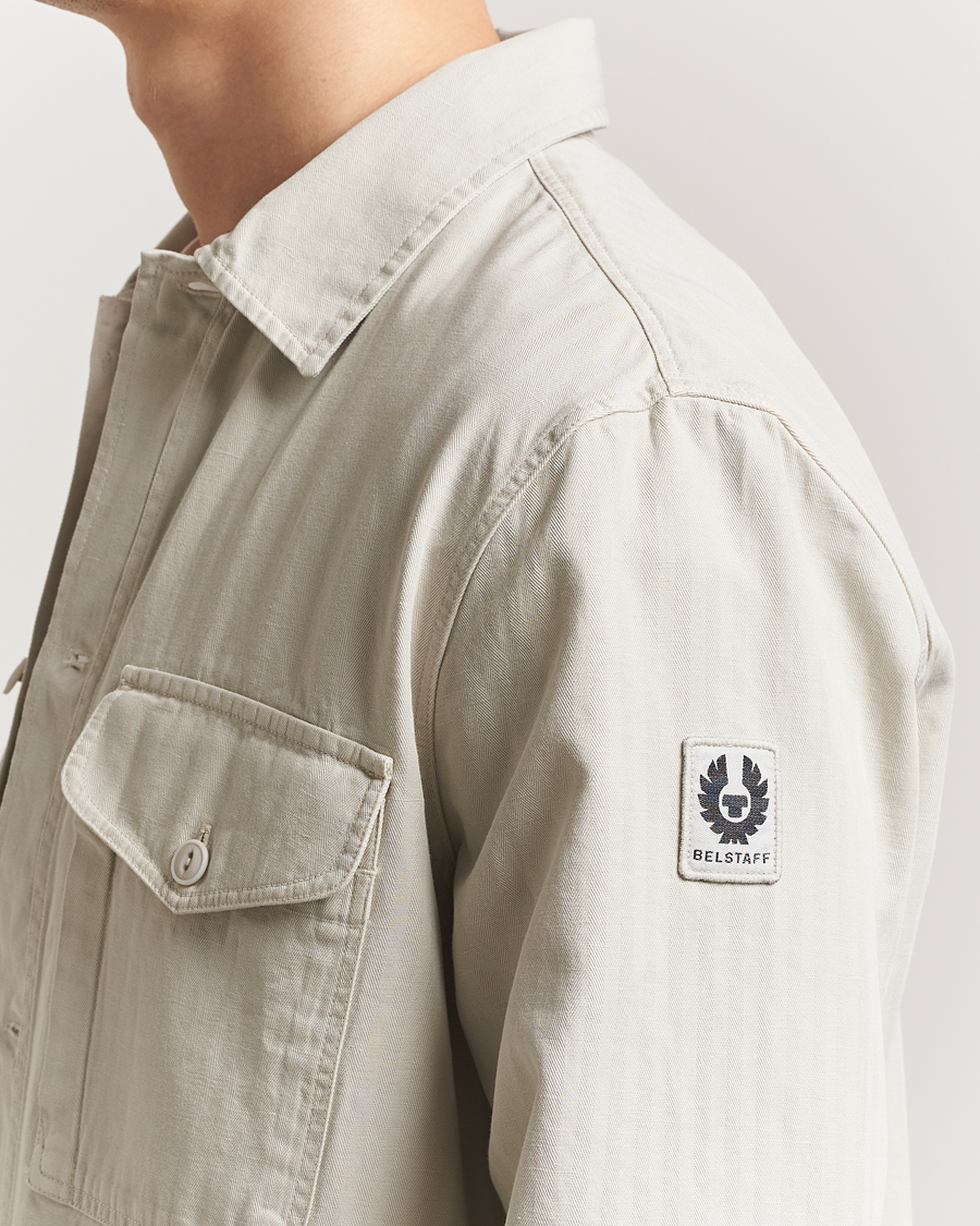 Men | Shirts | Belstaff | CS60 Cotton Herringbone Overshirt Stone Beige