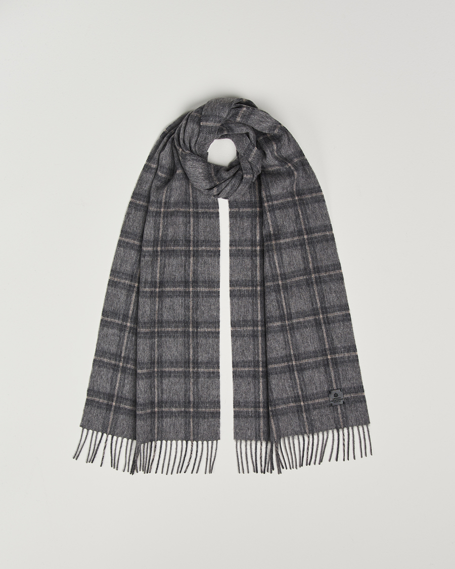 Men | Amanda Christensen Wool Checked Scarf Grey Melange | Amanda Christensen | Wool Checked Scarf Grey Melange