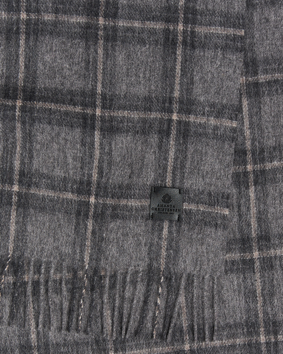 Men | Amanda Christensen Wool Checked Scarf Grey Melange | Amanda Christensen | Wool Checked Scarf Grey Melange
