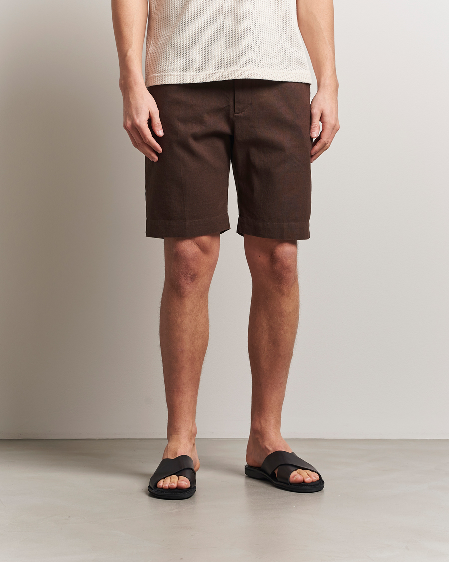 Men | Shorts | NN07 | Billie Cotton/Linen Drawstring Shorts Demitasse Brown