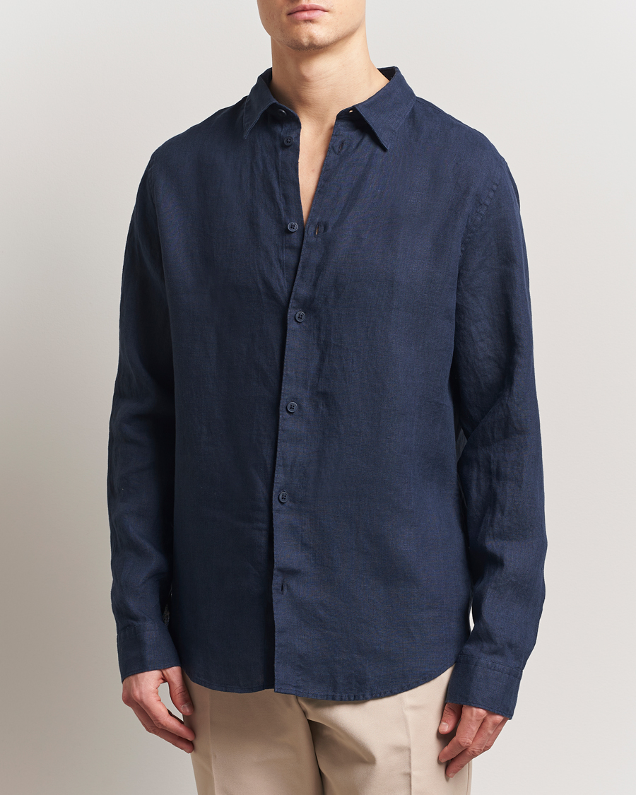 Men | Shirts | NN07 | Enzo Linen Shirt Navy Blue