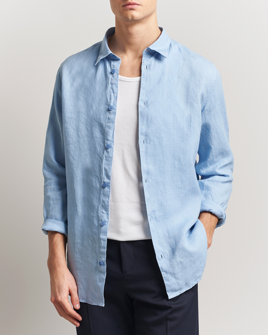 Men | Shirts | NN07 | Enzo Linen Shirt Cerulan Blue